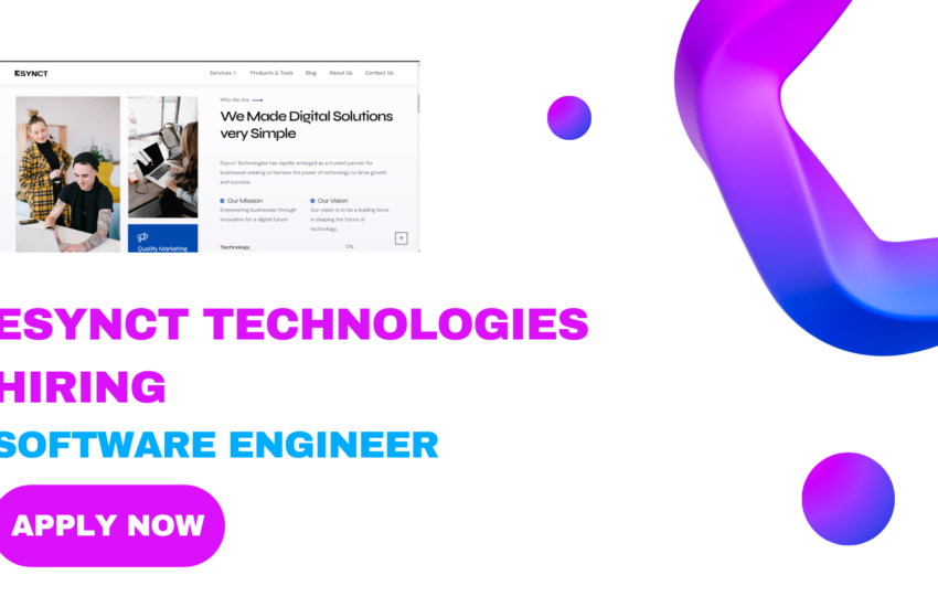 Esynct Technologies Hiring For Software Engineer | Fresher | 2024