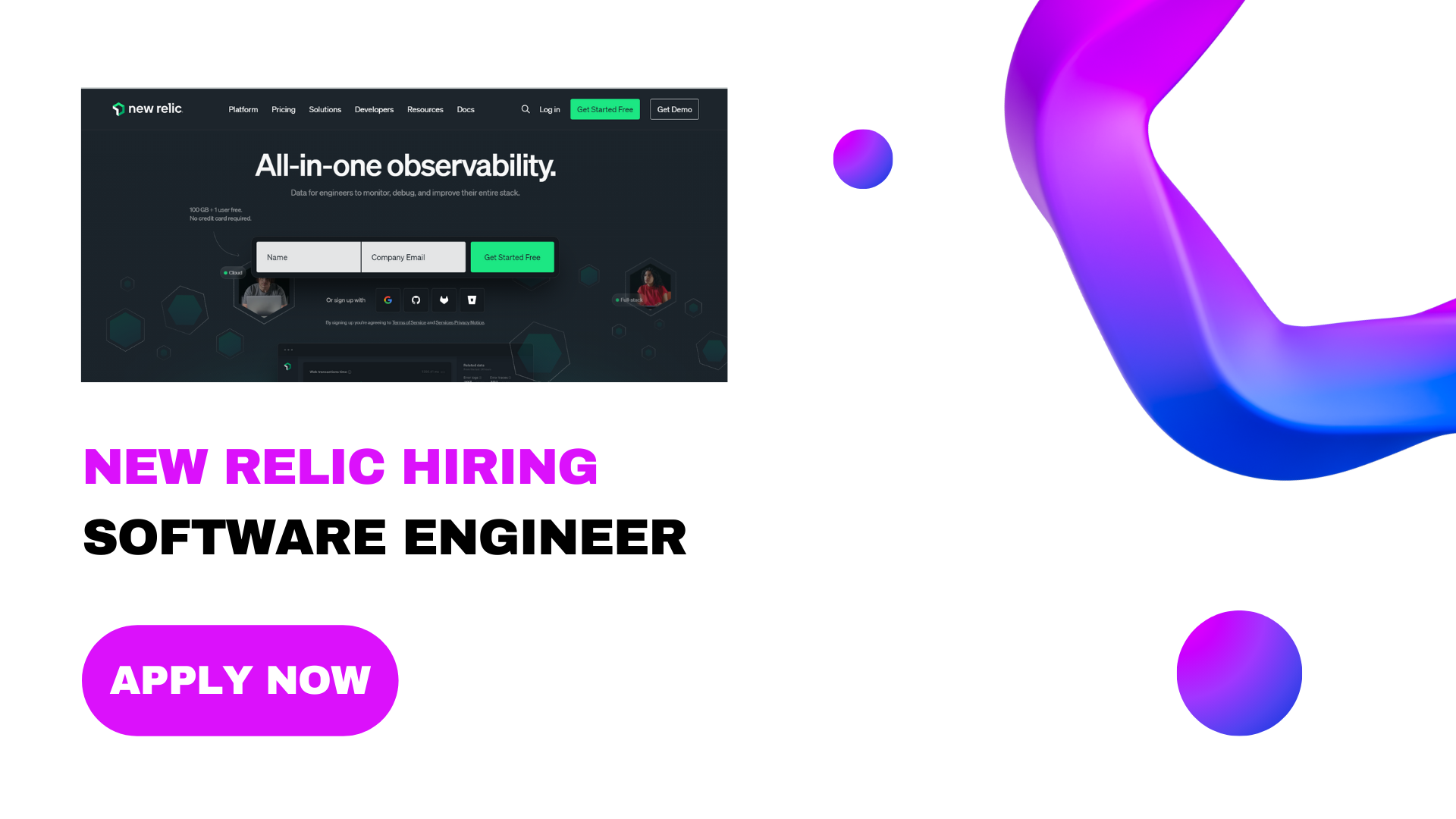 New Relic Hiring for Software Engineer 